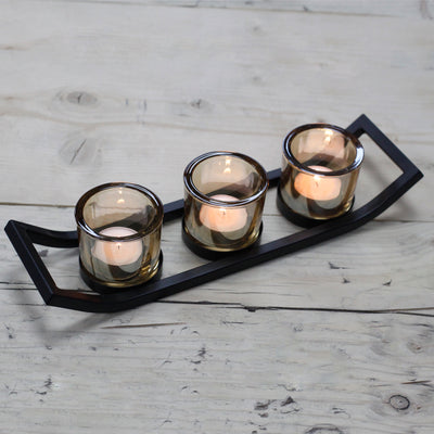 Adorn your table with this candle holder centrepiece and enjoy the peaceful glow of soft natural flicking candle light.