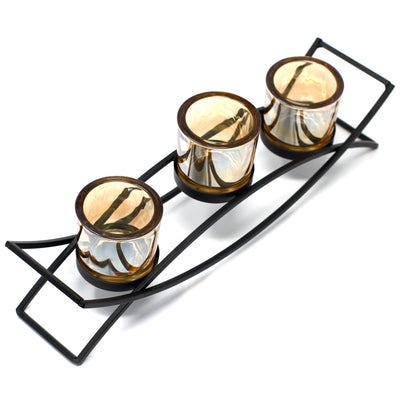 Adorn your table with this candle holder centrepiece and enjoy the peaceful glow of soft natural flicking candle light.