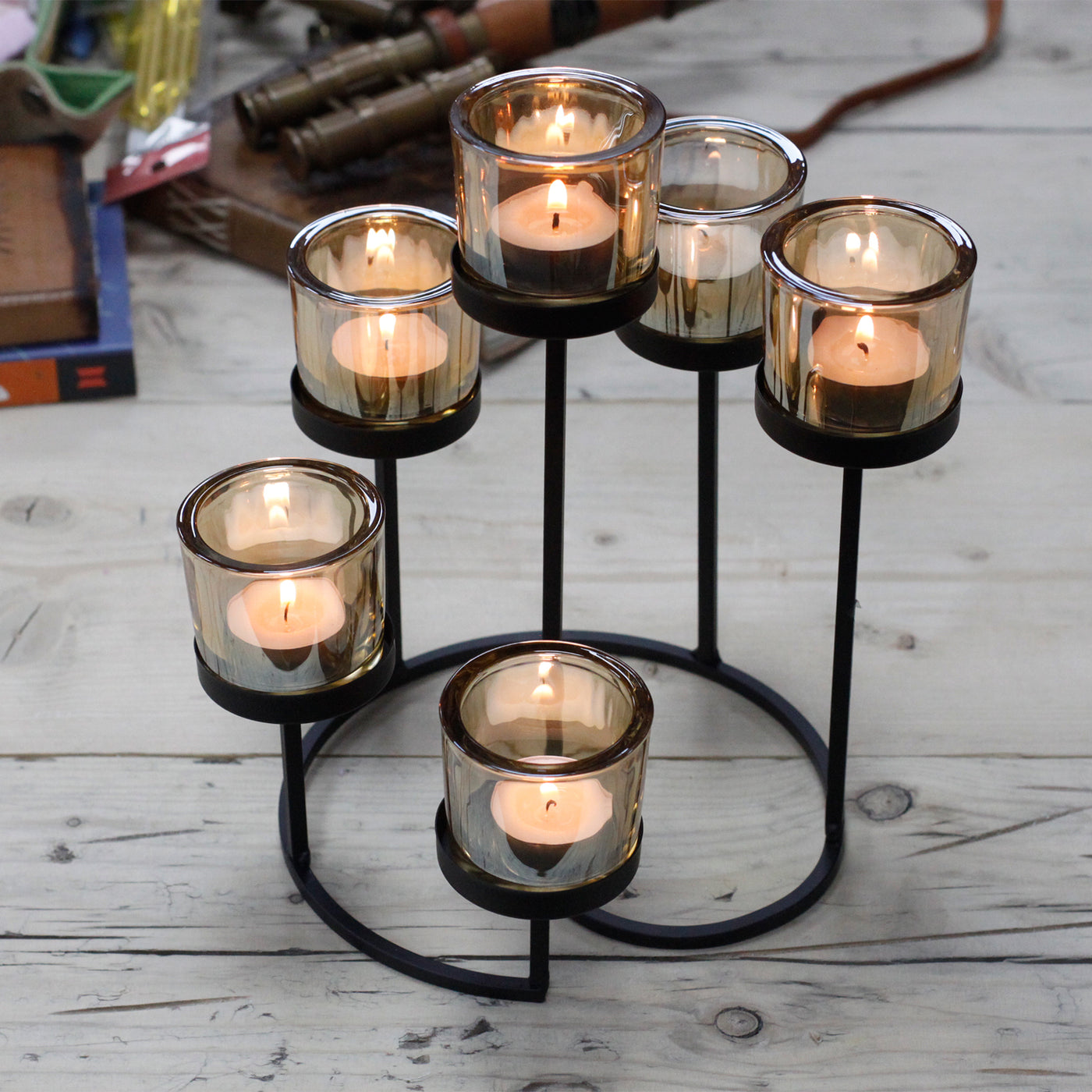 Centrepiece Iron Candle Holder - 6 Cup Tree