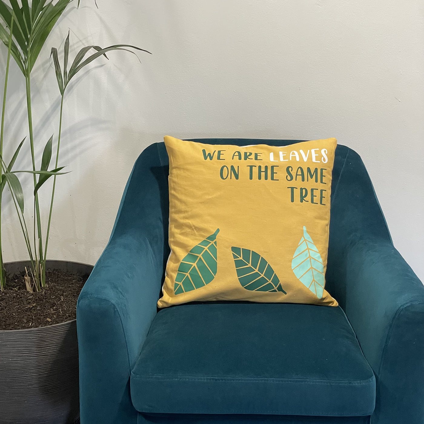 cushion, zen, phrase, we are leaves on the same tree