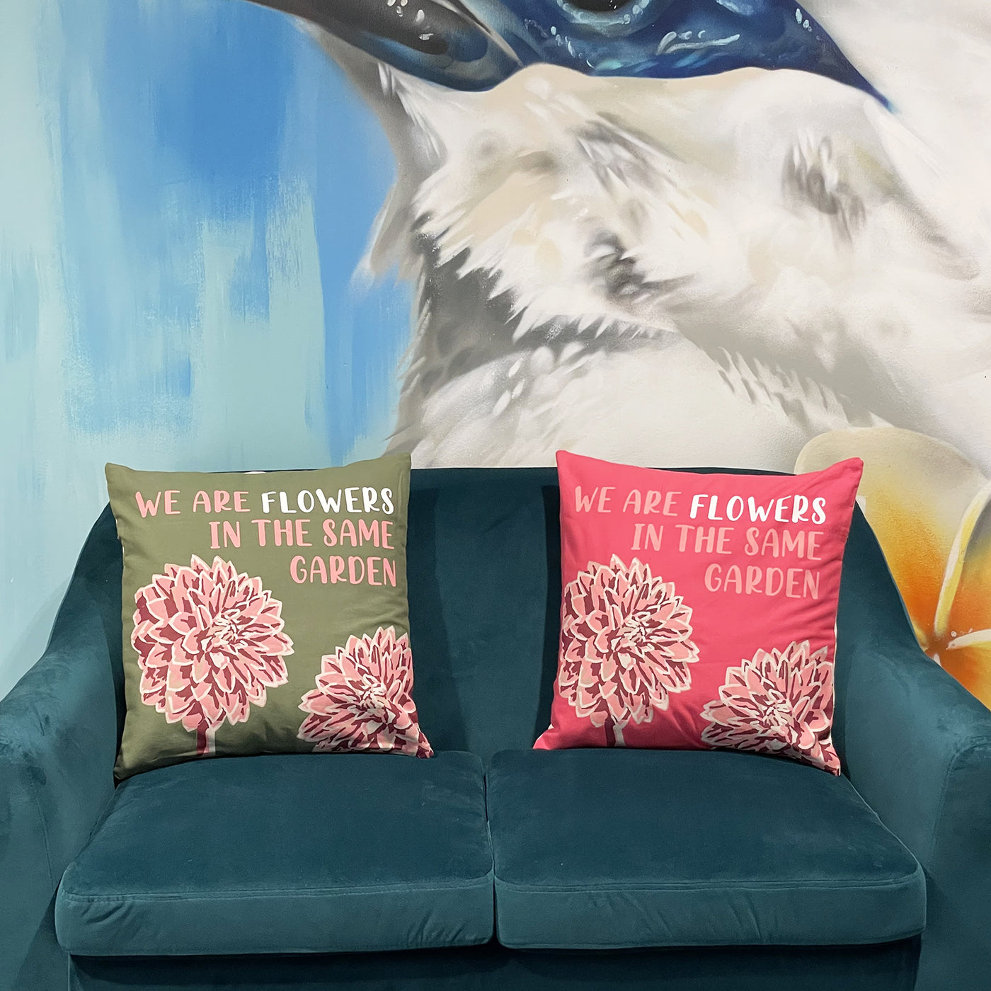 3x Printed Cushion Covers - Flowers