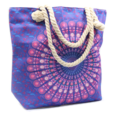 This charmingly patterned Purple Mandala Bag is large enough for storing all of your essentials. It has small pocket inside, two shoulder straps and fastening at the top with a zip. It will be perfect for shopping and also for a beach.