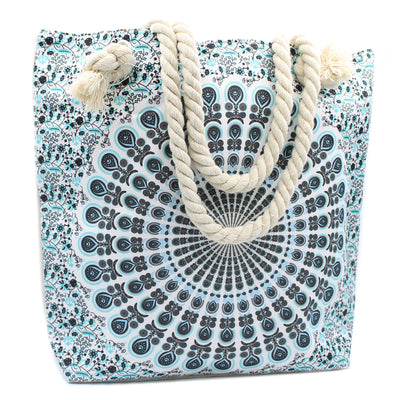 This charmingly patterned Mandala Bag is large enough for storing all of your essentials. It has small pocket inside, two shoulder straps and fastening at the top with a zip. It will be perfect for shopping and also for a beach.